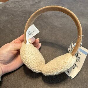 UGG Women's Cream And Brown Soft Comfortable Shearling Earmuffs One Size NWT